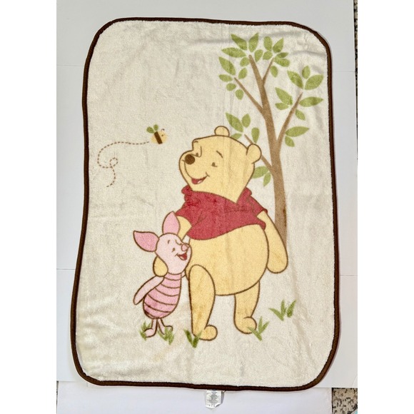 Vintage Disney Baby Winnie the Pooh & Piglet Blanket Plush Crib Blanket - Picture 1 of 6